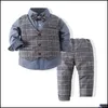 Clothing Sets 110Y Spring Autumn Infant Set Kids Baby Boy Suit Gentleman Wedding Formal Vest Tie Shirt Pant 3Pcs Boys Clothes Drop D Dhma4