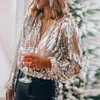 Dames blouses blusas tops vrouw 2023 lente blouse wasbare vrouwelijke elegante glitter chemise femme