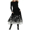 Casual Dresses Women Winter Dress Floral Print Party For Long Sleeve Loose With Pocket Robe Femme Plus Size Mid-Long