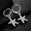 Pendientes de aro Plata de Ley 925 estrella de mar para mujeres niñas encanto compromiso boda joyería regalo