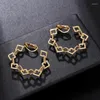 Backs Earrings Retro Punk Carved Texture Chain Hoop Clip For Women Statement Gothic Non Pierced 2023 Fashion Street Jewelry