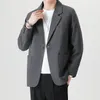 Mäns kostymer smarta casual blazers Män lös S-4XL Solid Color Single Breasted Retro Korean Style Office hackad krageintervju E854