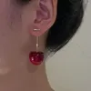 Boucles d'Oreilles Pendantes Cerise Oreille Veste Insolite Baie Mignon Jeunesse Long Été Rouge Bordeaux Élégant Créateur