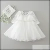 여자의 드레스 새로운 여자 아기 세례식 가운 유아 여자 공주 레이스 긴 소매 침례 드레스 유아 옷 8515 드롭 다이브 DHVBM