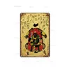 Japonês Samurai Cat Posters Tattoo Cat Metal Pintura de metal Pet Sign Metal Animal Tin Placas Vintage para Arte da parede Decoração de casa Retro Pintura personalizada 30x20cm W01