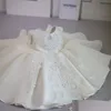 Kız Elbiseleri Kızlar Vaftiz Beyaz Tören Elbise Kız Beading 1. Doğum Günü Bebek Zarif Prenses Parti Vaftiz Vestidos Drop de Dh2la