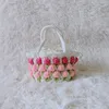 Fashion Knitted Vest Women's Shoulder Bag Flowers Summer Beach Totes Crochet Bag knitting Flowers Female Bucket Handbag Shopper 230304