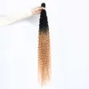 Perucas sintéticas Moda ídolo Kinky Curly Ponytail Pacacos de cabelo 34 polegadas 100g de tecido sintético Longo Longo Ombre Brown Bronde 230227