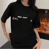 Modemerk Double b Familie Juiste Letter Afdrukken Losse Veelzijdige Heren en Dames Ronde Hals Katoen Korte Mouw Paar T-shirt 23gg