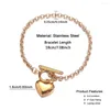 Charm Bracelets MinaMaMa Stainless Steel Dragon Bone Chain Heart Bracelet For Women Toggle Trendy Jewelry