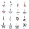 925 Sterling Silver Charm for Pandora New Spring Rain, Flowers and Birds, Beaded Dragonfly, Gradient Bead DIY Butterfly Accessories