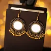 أقراط التدوير ثريا الغجر مصر Golden Golden Jhumka الرجعية المرآة الجولة العرقية للومنتوركي أفغان المجوهرات المجوهرات