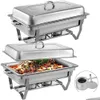 Bakgerechten pannen schuurschotel 2 packs 8 liter roestvrij staal chafer fl size rechthoekige chafers voor catering buffet ingesteld met vouw dhht3