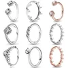 925 Silver Women Fit Pandora Ring Original Heart Crown Fashion Rings Polished Crown Celestial Stars Square Sparkle Open