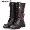 Boots SaraIris Big Size 45 Female Mixed Color Lace Up Bat Chunky Heel Platform Men Cool Fashion Men's Combat