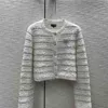 Kvinnors tröjor Designer 2023 New Spring Milan Runway Crew Neck Lång ärm High End Jacquard Cardigan Tops CNM4