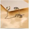 Backs Earrings Silver Punk Ear Clip Double Chain Link Jewellry Titanium Steel Male Without Pierced Fashion Drop-