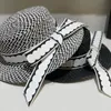 Circle Geometry Pattern Design Straw Hats Women Large Bowknot Ribbon Wide Brim Hats Lady Travel Vacation Fashion Caps