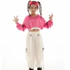 Stage Wear Kpop Enfants Hip Hop Danse Vêtements Pour Filles Rose Crop Tops Lâche Blanc Pantalon Moderne Jazz Performance Costume Rave Outfit BL9560