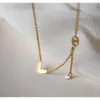 Pendant Necklaces Fashion Light Luxury Gold Peach Heart Temperament Sweater Chain Tassel Zircon Transfer Titanium Steel Necklace For Women