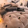 Bedding Sets Coral Fleece Four-Piece Set Autumn And Winter Bed Milk Flannel Sheets Quilt Cover Three Pieces