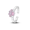 Nytt mode 925 Sterling Silver Pandora Lovely Wave Man Open Ring Pink Girl Heart Claw Print Ring Armband