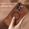 Skin Feel PU cuir coque de téléphone magnétique compatible Magsafe charge pour iPhone 14 Plus 13 12 11 Pro Max XS XR luxe Vintage couverture anti-chute antichoc