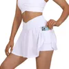 Skirts Size Women's Pleated Exposure-Proof Belt Pocket Tennis Skirt Cross High Waist Mesh Golf