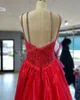 Vestido de baile de renda vermelha de sereia 2K23 com cristais de miçangas de miçangas tiras da senhora Preteen Girl Girl GOWN FORMAL EMPEDIO