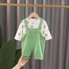 Kläder sätter hösten vårkläder för spädbarn baby blommor tryck topp overall 2st flickor söta barn outfit född tjej kostym 0-4y