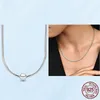 2023 New Necklace 925 Sterling Silver Simple Snake Necklace Fit Original Pandora Charm Bead Pendant for Women Silver Jewelry DIY