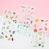 Geschenkomschakeling 15Packs/ Lot Green Fresh Bladeren Plant Paper Sticker/ Flower Bird Scrapbooking Decoratie Diy Diary School Office Leveld