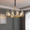 Chandeliers American Living Room Luxury Copper K9 Crystal E14 Led Chandelier Round Hanging Lighting Suspend Luminarias Fixtures