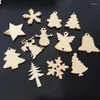 Christmas Decorations Natural Wood Ornaments Reindeer Tree Snowflakes Bell Santa Star For Home Party 50Pcs