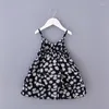 Girl Dresses 2023 Girls Summer Kids Baby Clothes Fashion Floral Little Daisy Casual Cool Boho Layered Princess Strap Dress 1-4Y