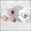 Anelli a cluster Fashion Gold REC gradiente gradiente di vetro cristallo anello geometrico cromatico per donna consegna di gocce di gioielli dhked