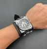 Нарученные часы роскошные мужские часы черные крутые панк -стиль Quartz Кварц большой циферблат
