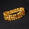 Strand Fashion Genuine Natural Gold Tiger's Eye Gem Stone Round Bead Stretch Bracelet Men Women Crystal Barcelet 108 Beads