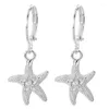 Hoop Earrings 925 Sterling Silver Starfish For Women Girls Charm Engagement Wedding Jewelry Gift