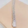 Pass Diamond Tester Fully Iced Solid Custom Lock 15mm Moissanite Custom Cuban Bracelet Chain