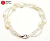 Strand qingmos naturalna bransoletka perłowa dla kobiet z 5-6 mm białym ryżu kryształowe ręczne splot 3 pasm biżuterię Bra431 Karzel
