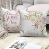 Kussenbloemplant roze letter decoratieve kussensloop polyester bank worp cover Sweet home bed auto decor