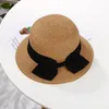 Hattar sommar barn fjäril knut halm fedora hatt barn visir strand sol baby flickor solhat bred grim floppy panama för flicka