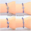 Bracelets de charme Turquie bleu mauvais œil carte Bracelet femmes à la main corde chaîne cristal yeux chanceux perles fille fête bijoux cadeau Couple Otn7H