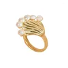 Halsbandörhängen Set Ocean Series Metal Three-Piece Simple Natural Freshwater Pearl Shell 925 Silvery Stud Personality Ring Ladies