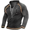 Herren T-Shirts Frühling Herbst Männer Outdoor Taktische T-Shirts Dicke Baumwolle V-Ausschnitt Langarm T-Shirts Hemd Männlich Übergroße Sweatshirt Kleidung