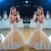 Mermaidmeisjes optochtjurken voor tieners Nieuwe witte kanten Appliques Champagne TuLle Flower Girl Jurk formele kinderen prom feestjurken ba4549