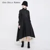 Casual Dresses OddDellaRobbia Women Japanese Vintage Elegant Stand-Up Collar Single-Breasted Dress Black White Stitching Fringe Tutu Skirt 1