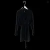 Casual Dresses Women's Sexy Short Silk Shirt Dress Glossy Bandage Sundress Long Sleeve Single Breasted Folds Slim Waist