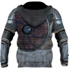 メンズフーディーズliumaohua 2023バイキングアーマー - タトゥー3d全体の印刷された男性ハラジュクファッションフード付きスウェットシャツユニセックスカジュアルジャケットzip